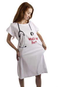 cute hospital robe for women white from front